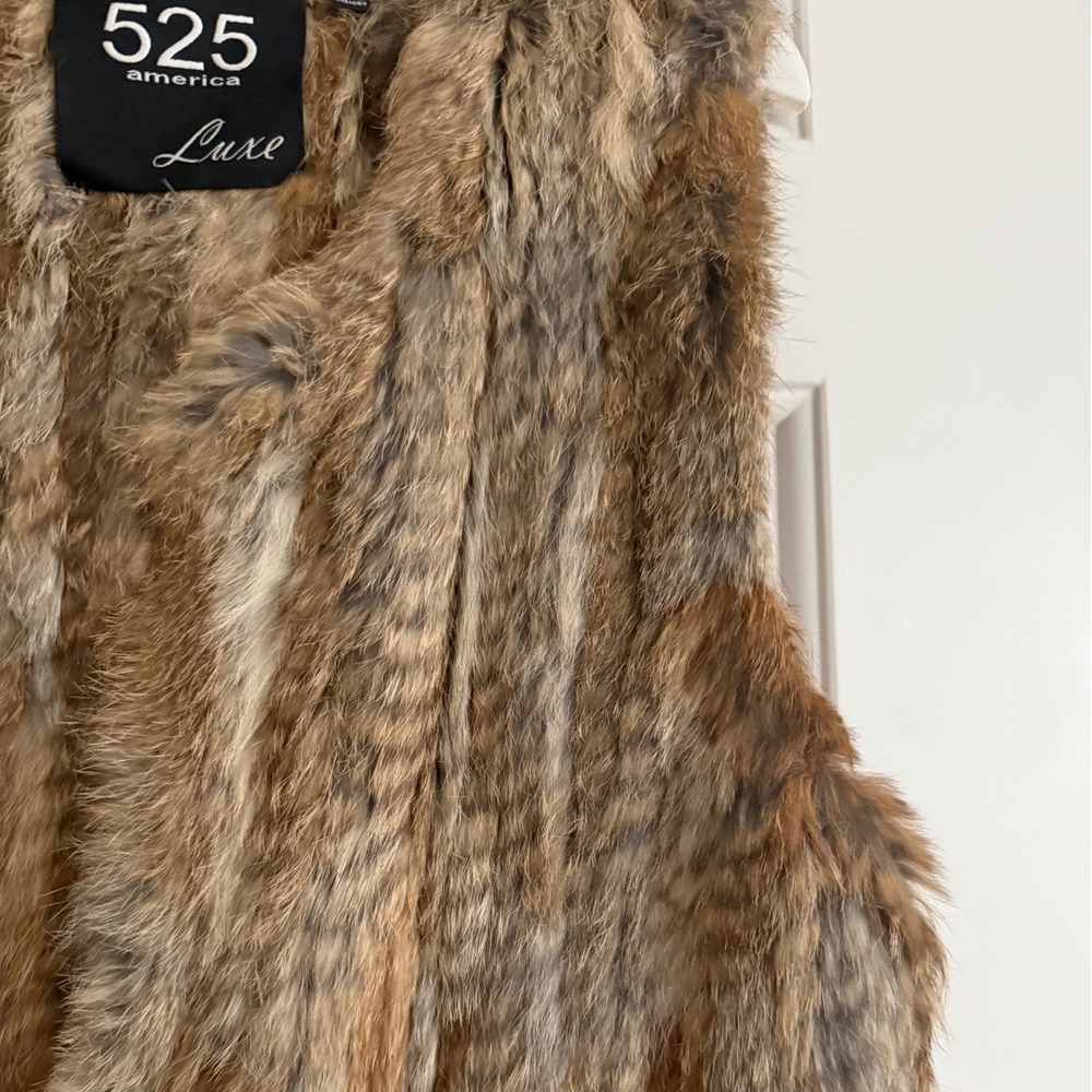 525 America Luxe Genuine Rabbit Fur Vest Brown Size Small – Excellent Condition - Picture 4 of 8